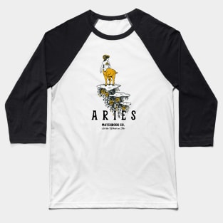 "Aries Matchbook Co: Set The World On Fire" Cool Zodiac Art Baseball T-Shirt